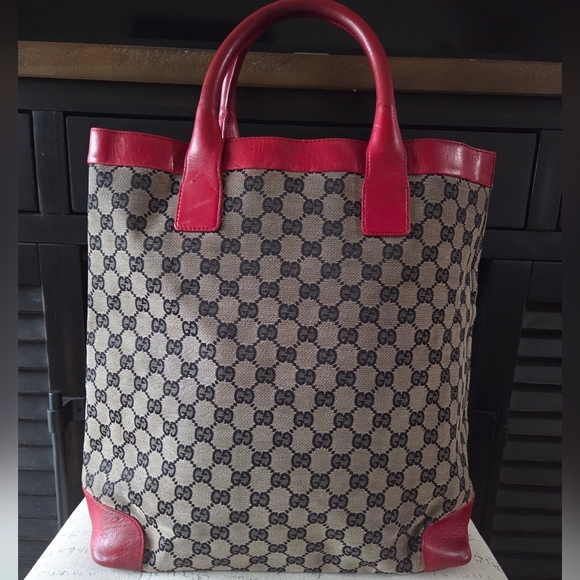 Gucci Handbags - Gucci GG Canvas Leather Tote Bag Shoulder